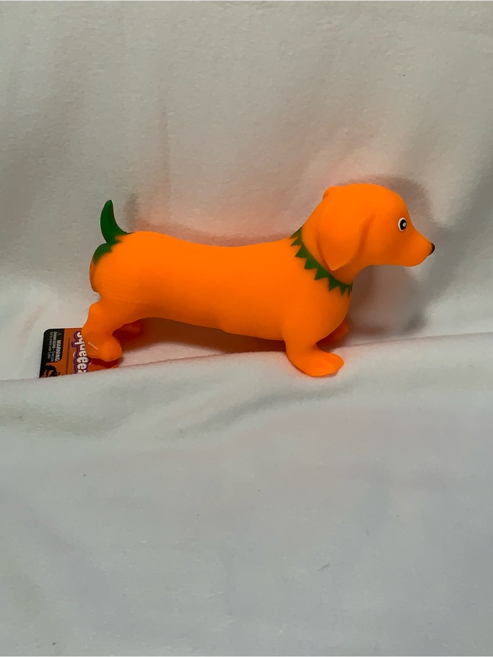 HALLOWEEN SQUEEEZY Pumpkin Weiner Dog Squish Toy